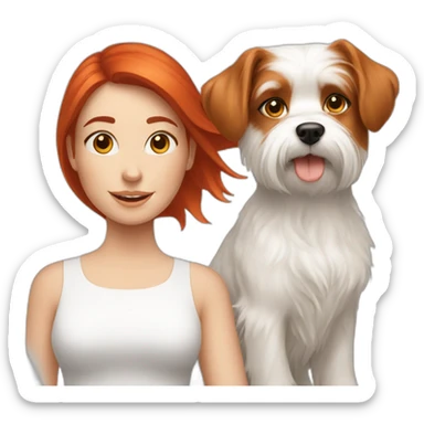 Red-haired girl with Maltese dog sticker