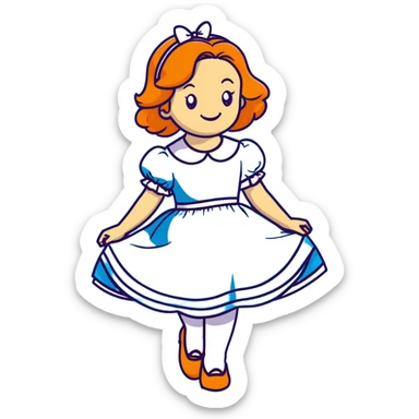 Disney's animated Alice in Wonderland curtseying with a bright cheerful smile in her blue dress sticker