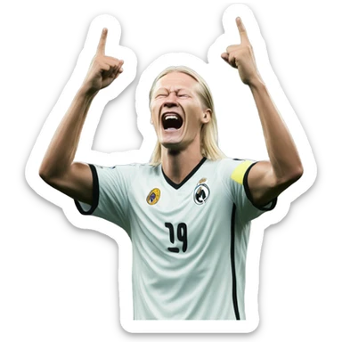 Haaland celebrating a victory over Real madrid sticker