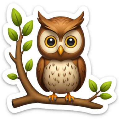 forest character side eye with owl perched sticker