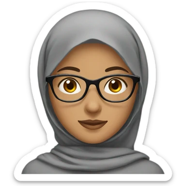 muslim girl with gray hijab and glasses sticker