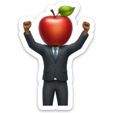 red apple raising arms sticker