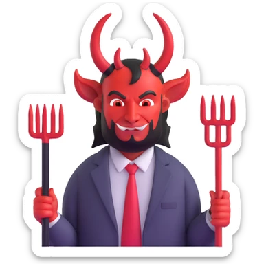 devil businessman with horns and pitchfork selling online courses sticker