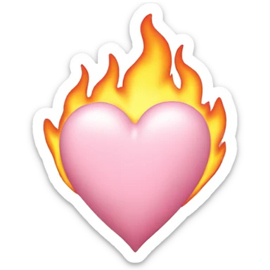 Light pink (pastel) heart on fire sticker