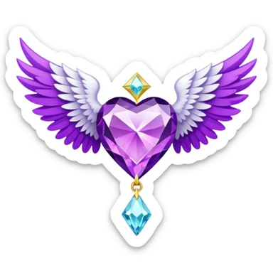 holy diamond emblem with white wings and purple diamond in the middle sticker