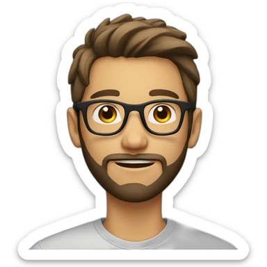 young man with a beard and contact glasses sticker