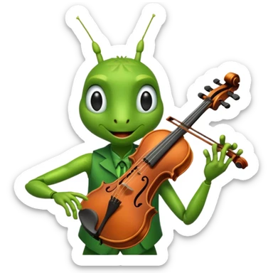 grasshopper playing violin sticker