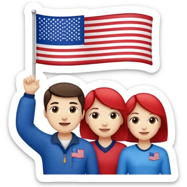 american flag hold in hands by people sticker