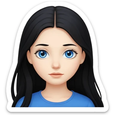 fille cheveux long et noir, yeux bleu sticker