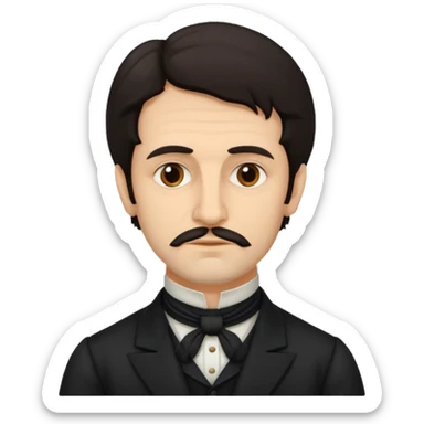 Gustavo Adolfo Bécquer, Spanish poet, dark hair, sideburns, melancholic expression, classic emoji style sticker