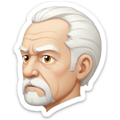 old angry man in profile view with white hair and goatee sticker