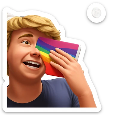 blonde boy with funny hat sticker