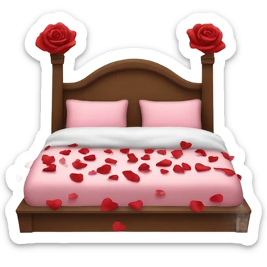 Valentine’s Day bed with rose petals sticker