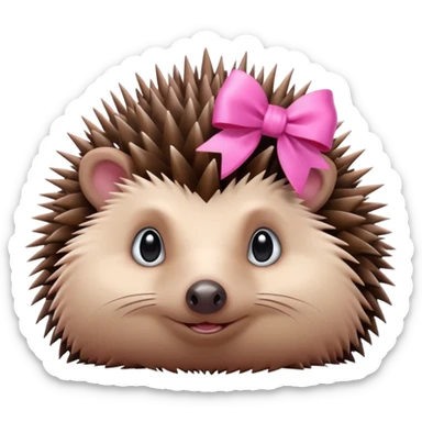 hedgehog with a pink bow sticker