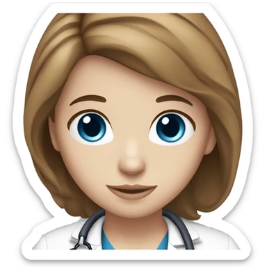 Girl white skin brown hair blue eyes doctor sticker