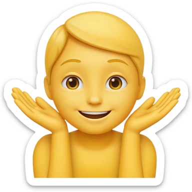 yellow emoji, smiling with both hands under chin sticker