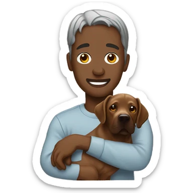 Travis Scott holding a chocolate Labrador sticker