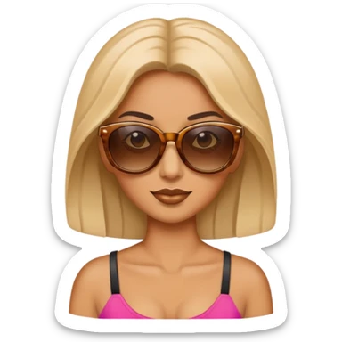 women tanning with sunglasses on sticker