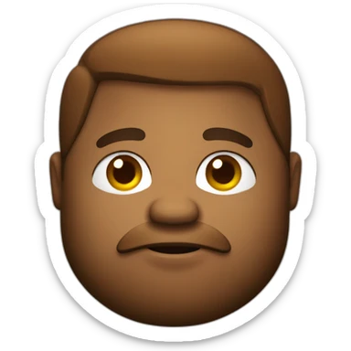 A fat brown person’s face with a light and messy beard sticker