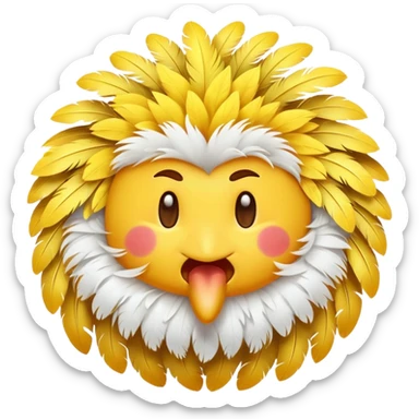 classic yellow round face emoji spitting feathers sticker