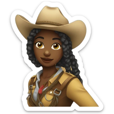 Black girl rodeo with rope sticker