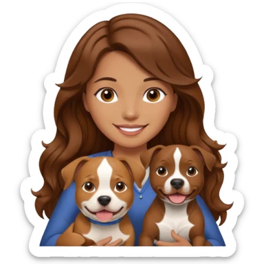 girl with long wavy hair and tan with a putbull in her hands sticker