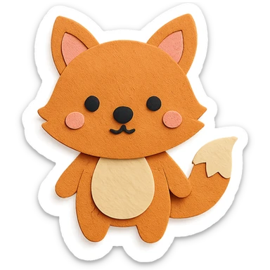 paper craft style cute animal sticker