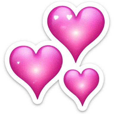 Three different colored sparkling pink hearts overlapping - one medium, one big , one small sticker