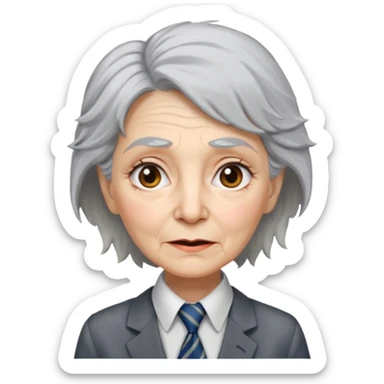 Very old women with Necktie. different hair style, more smudges on face. sticker