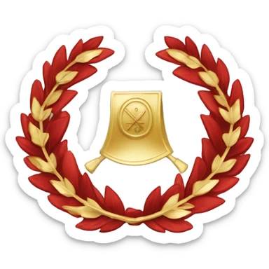 Red flag with a gold laurel wreath in the center and gold letters "SPQR" in the middle of the laurel wreath  sticker