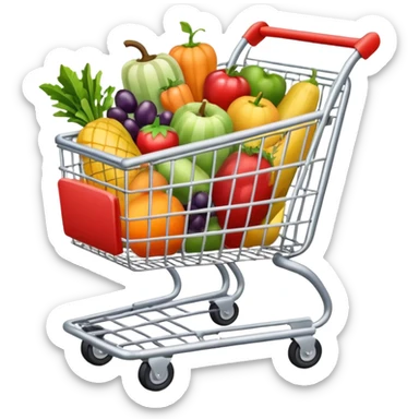 shopping cart silver with stuff sticker