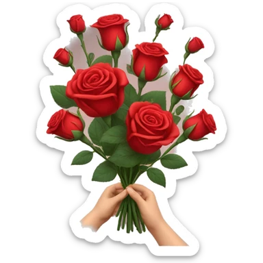 Red roses bouquet with givig hand  sticker