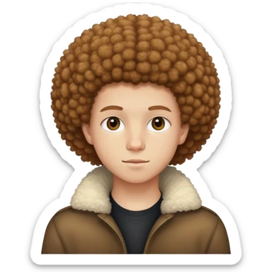 Adolescent européen avec des cheveux afro bruns clair sticker
