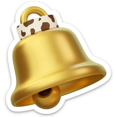 plain gold cowbell on a collar with cow dot pattern sticker