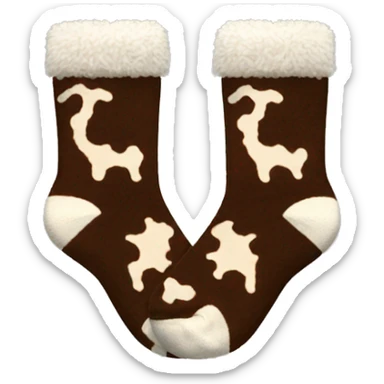 Brown cowprint fuzzy socks sticker