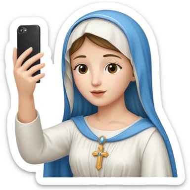 emoji della madonna vestita di BIANCO  con SCATTA UN SELFIE
 sticker