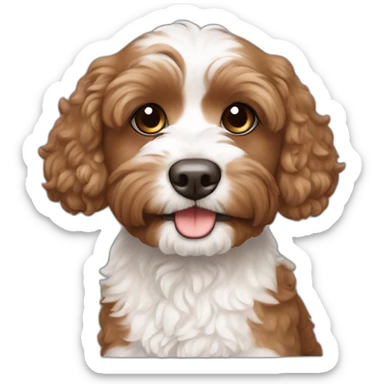 Brown white cute cavapoo sticker