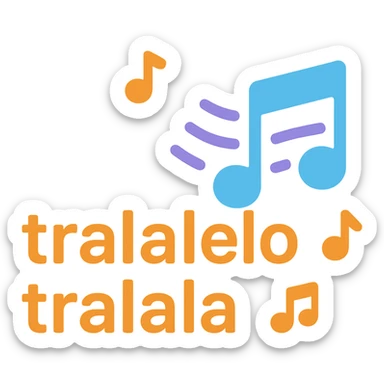 flat color icon of 'Tralalelo tralala', stylized, fun, with a sense of rhythm or melody sticker