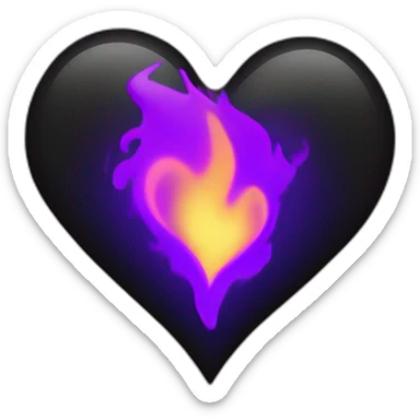 Black heart Burns in purple fire sticker