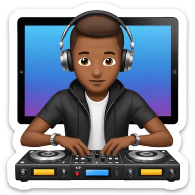 man dj with setup sticker