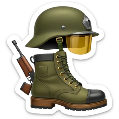 Military rifle boots helmet  sticker