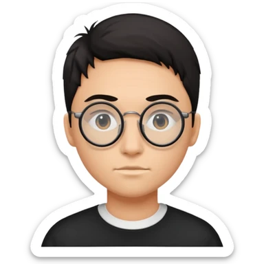 Only Circle black glasses with a scar without face  sticker