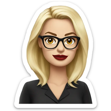 margot robbie secretary wearing black glasses  sticker