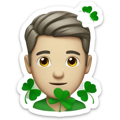 white man with four leaf clover sticker