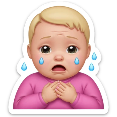 a portrait of crying baby , wearing pink clothes sticker