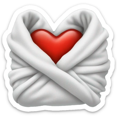 Red heart wrapped in a white blanket sticker