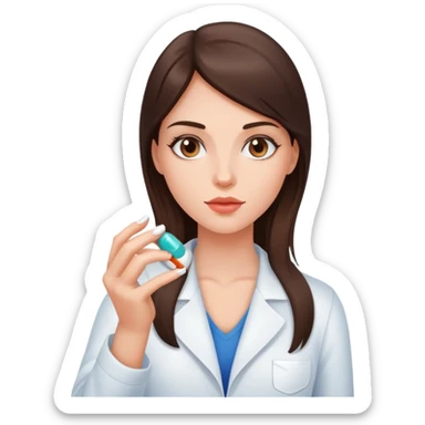 Beautiful fit brunette girl taking pills  sticker