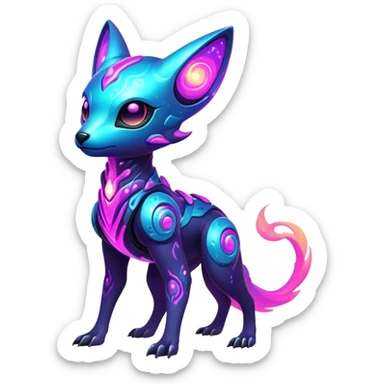 Epic Edgy Cute Colorful Nebula Modern Futuristic Vernid-Protogen-creature-animal, full body sticker