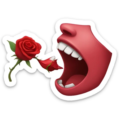 emoji biting a rose, romantic, iphone emoji sticker