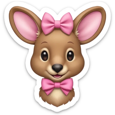 Cute Kangaroo with pink bow on ear sticker
